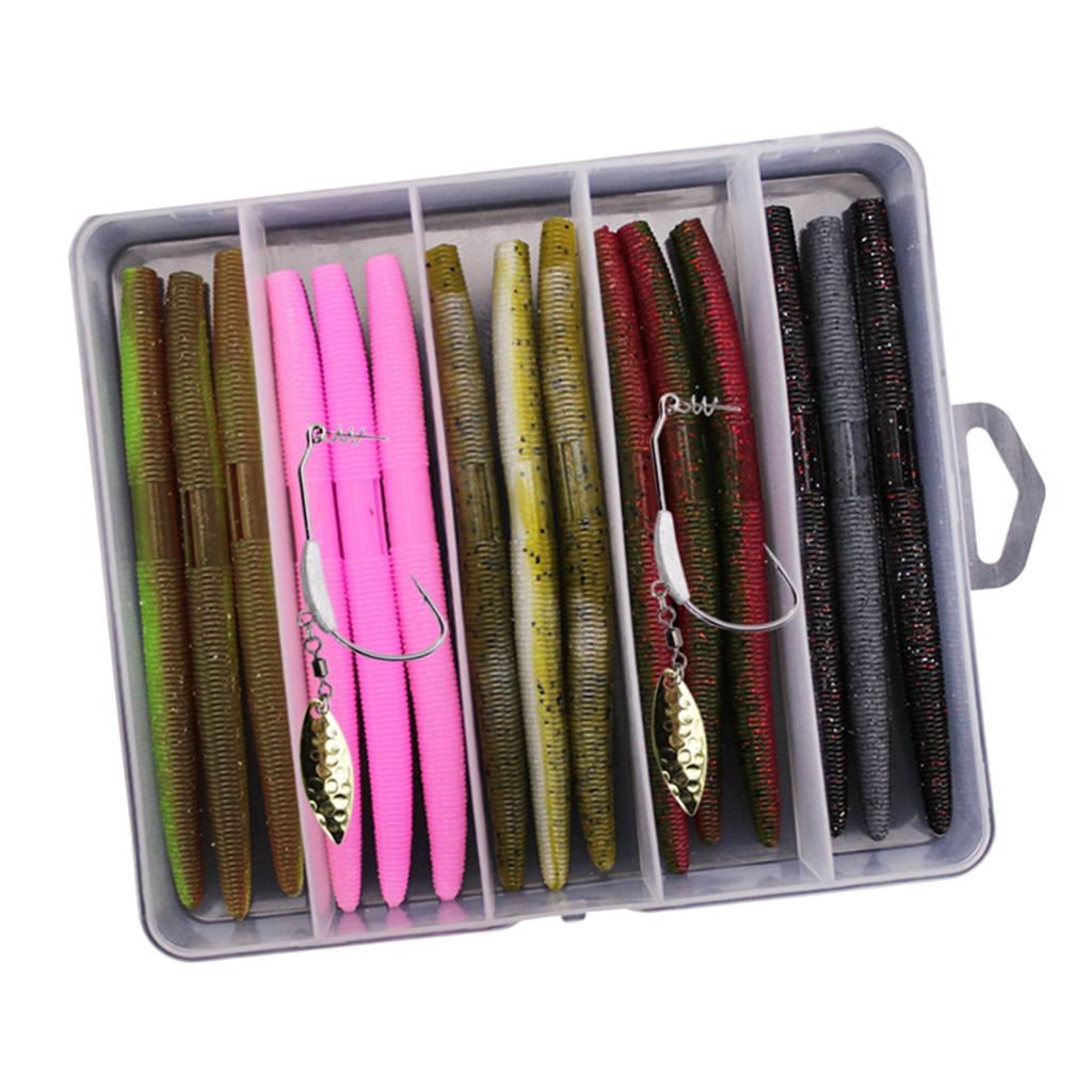 15pcs Artificial Soft Baits Lifelike Earthworm Fishing Lure Maggot Grub Bait