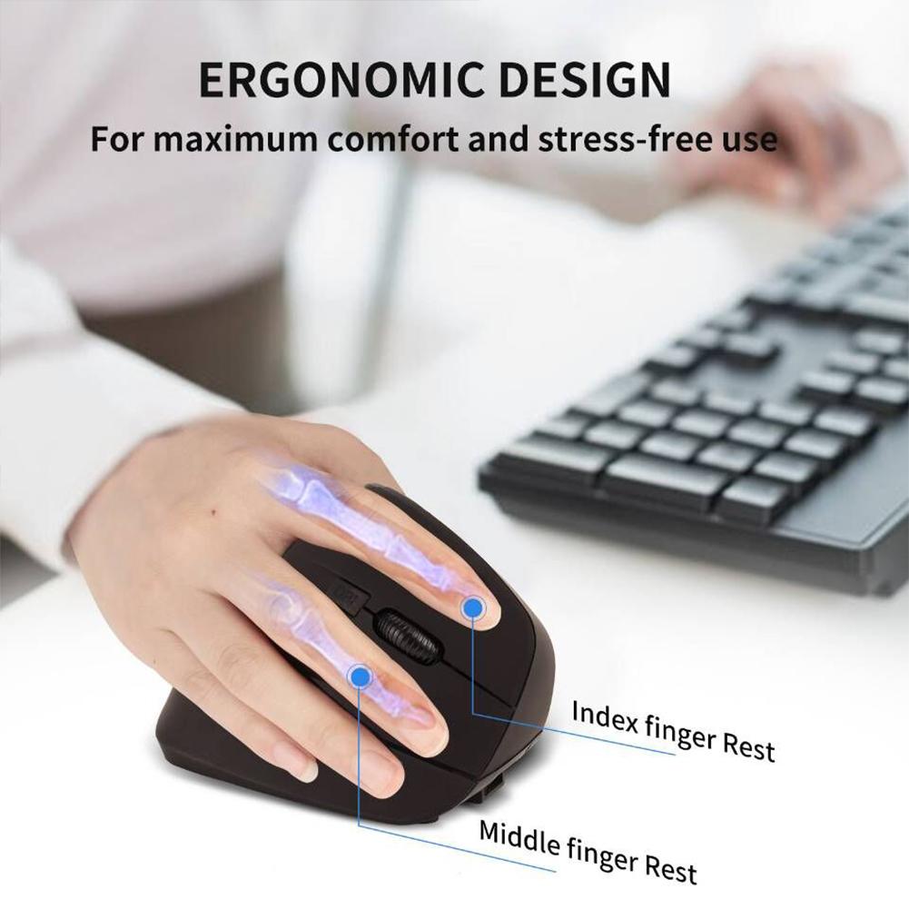6 Nút Công Thái Dọc Mặt Bánh Xe 2.4Ghz Không Dây 6 Nút Ergonomic Thoải Mái Tiết Kiệm Điện