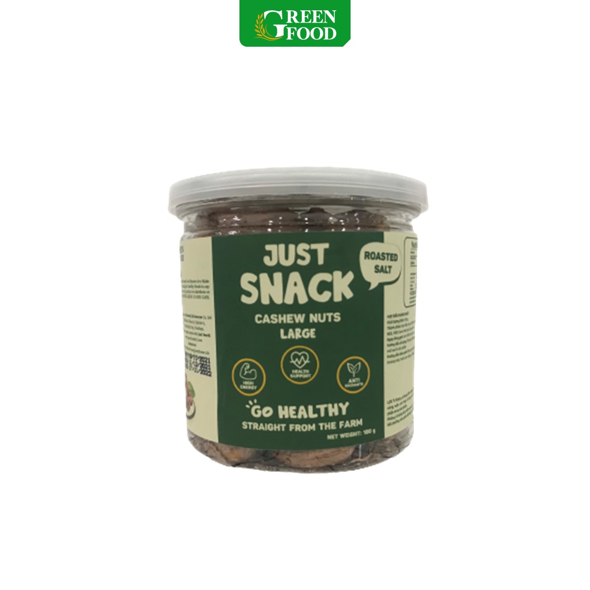 Hạt điều vỏ lụa rang muối Just Snack - 180g