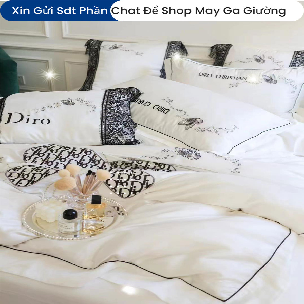 Bộ Chăn Ga Gối Đệm Lụa Tencel 80s 5 Món ANNA NGUYÊN Cao Cấp Chăn Chần Bông Lụa Mềm