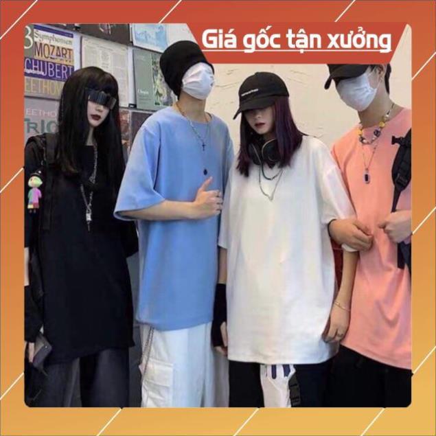Áo Thun Tay Lỡ Trơn Unisex Kèm Ảnh Thật