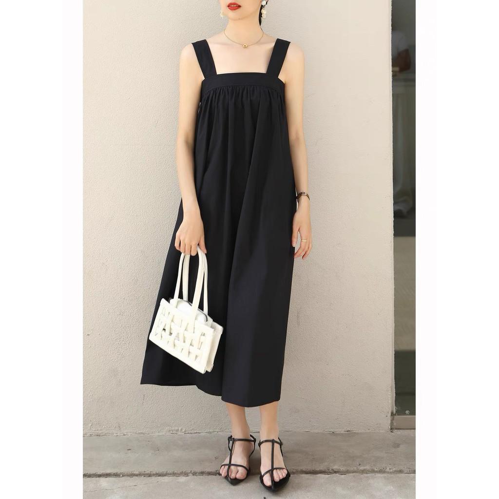 ĐẦM LỤA 2 LỚP MAXI ĐEN 2 DÂY