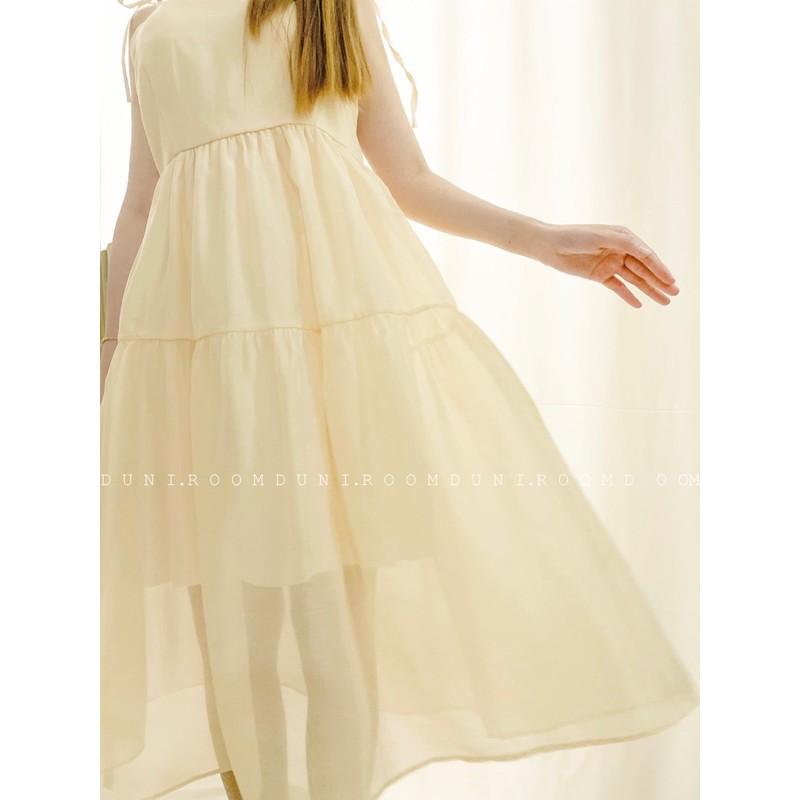 Doll dress - Đầm babydoll nude cột nơ vai