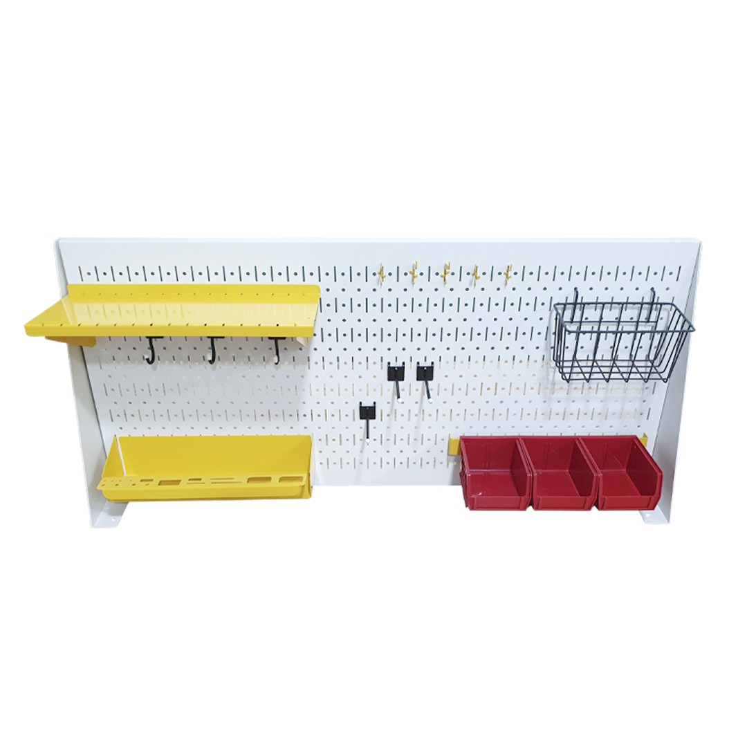 Combo Vách Chia Bàn Làm Việc Kiêm Bảng Treo Dụng Cụ Văn Phòng SMLIFE Pegboard Desk PD45100.VP - Đỏ