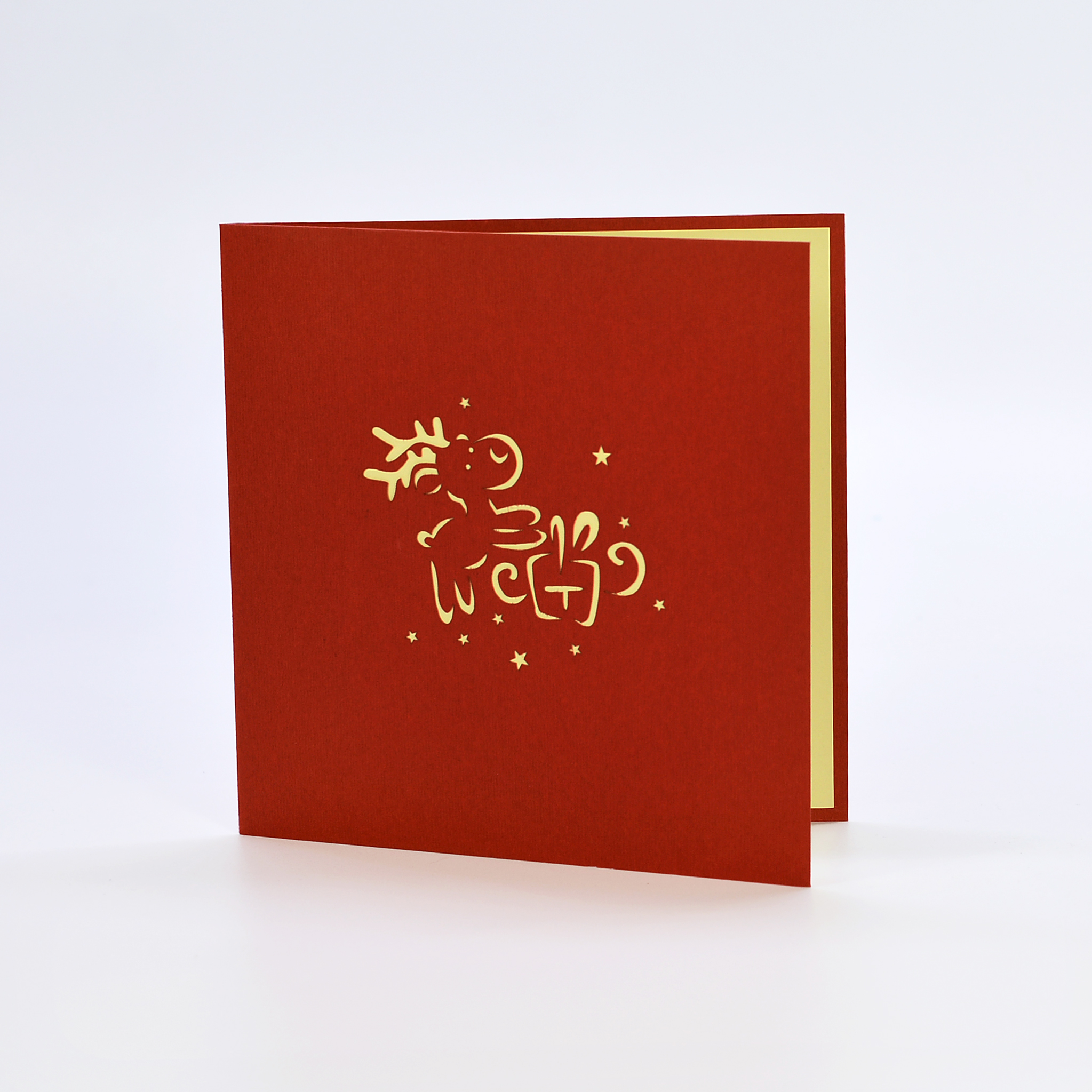 Thiệp 3D handmade Santa Clause & Reindeer - Ông già Noel cùng chú Tuần lộc size 15x15cm CN111
