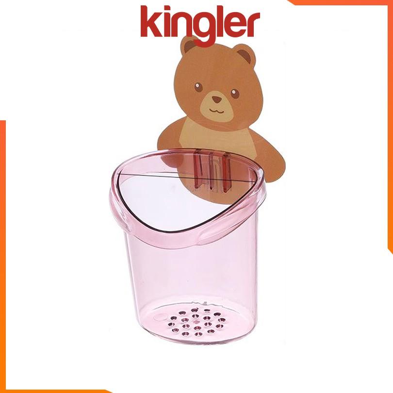 Cốc Gấu Dán Tường Siêu Chắc, Để Đồ Dùng Nhà Tắm, Cấu Gấu Để Bàn Chải, Kem Đánh Răng, Để Đồ Đa Năng Tiện Dụng. Kingler 4060
