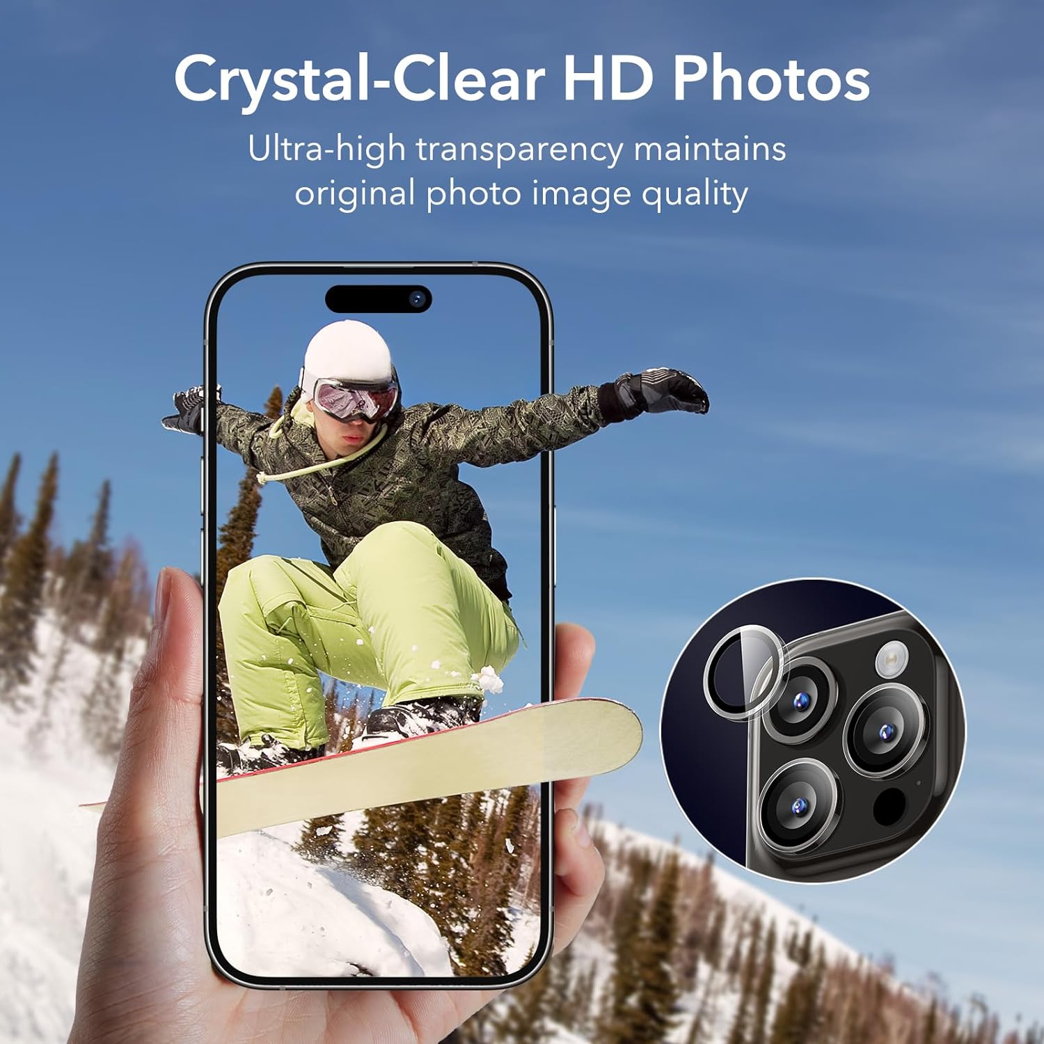 Kính Cường Lực siêu mỏng chống trầy xước bảo vệ ống kính camera ESR cho iPhone 15 Pro Max / 15 Pro / 14 Pro Max / 14 Pro - Hàng Chính Hãng