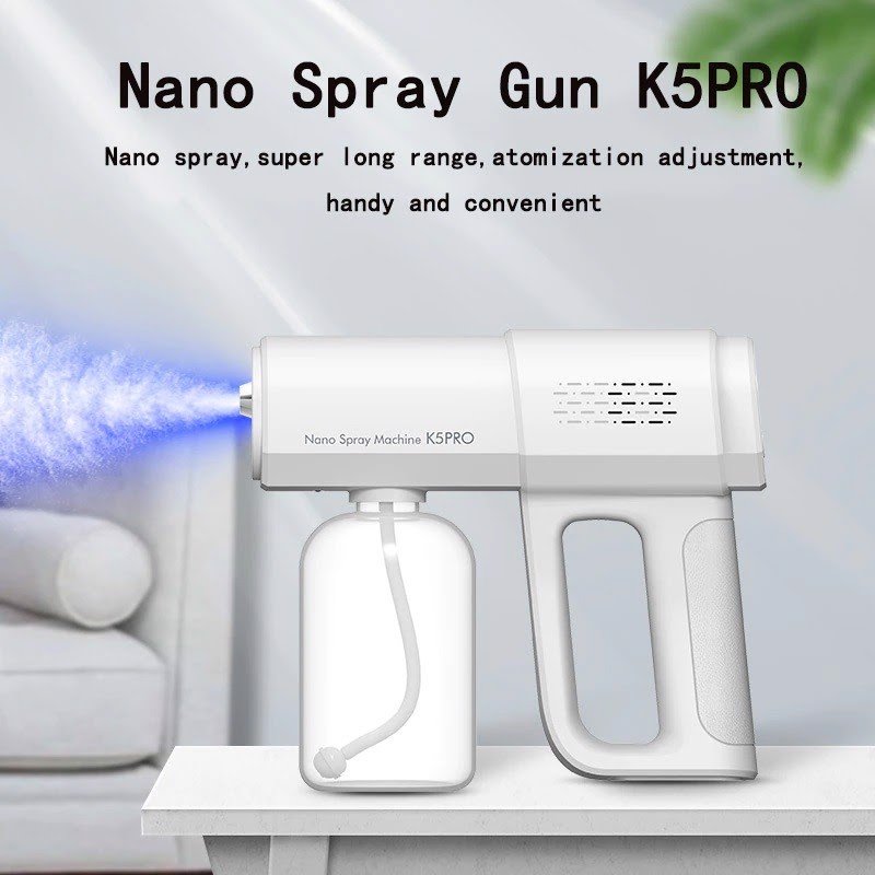 Máy Phun Xịt Khử khuẩn Sát Trùng Nano Cầm Tay K5 Pro Hàng Chuẩn In Laser 8 Mắt UV, phun xa 1.5m Loại Mới