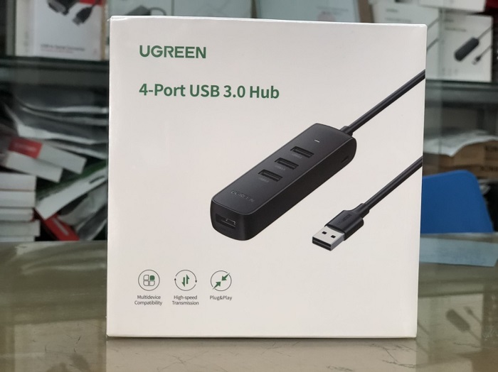 Hub chia USB 3.0 ra 4 cổng dài 0.5m,1M chính hãng Ugreen 10915, 80657 cao cấp (Micro USB cấp nguồn) hàng chính hãng