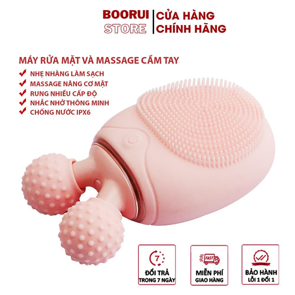 Máy rửa mặt mini cao cấp BOORUI: Rung massage và nâng cơ tạo cằm Vline 3 trong 1,Rửa sạch sâu, ngừa mụn làm đẹp da mặt