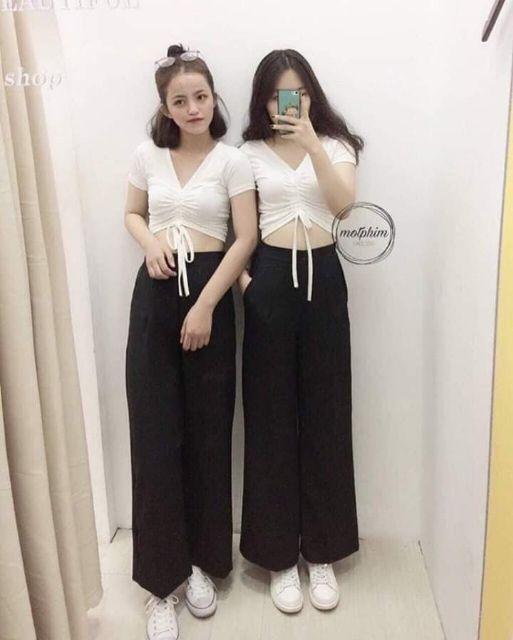 Áo croptop rút dây che khuyết điểm