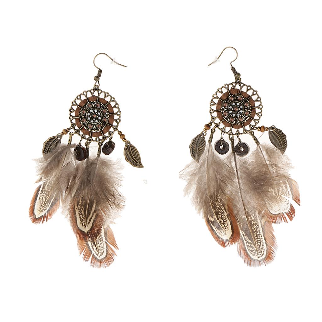 Retro Long Earrings Fashion Feather Earrings Bohemian Ethnic Tassel Earrings
