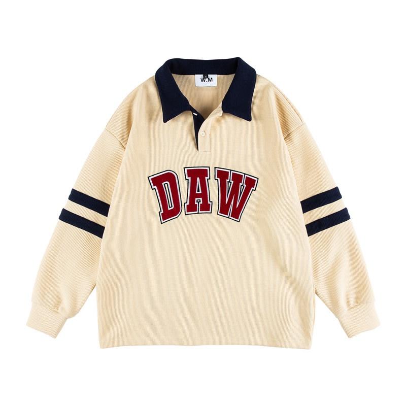 Áo Sweater Polo Nỉ Nam Nữ Dài Tay Form Rộng In Chữ DAW Tay Áo Phối Viền Ngang Thời Trang Zenkonu TOP NAM 247