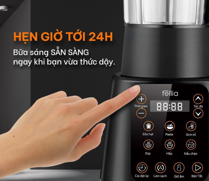 Máy làm sữa hạt đa năng Fellia B236 - 8 chế độ được cài đặt sẵn - Bảo hành 24 tháng-Hàng Chính Hãng