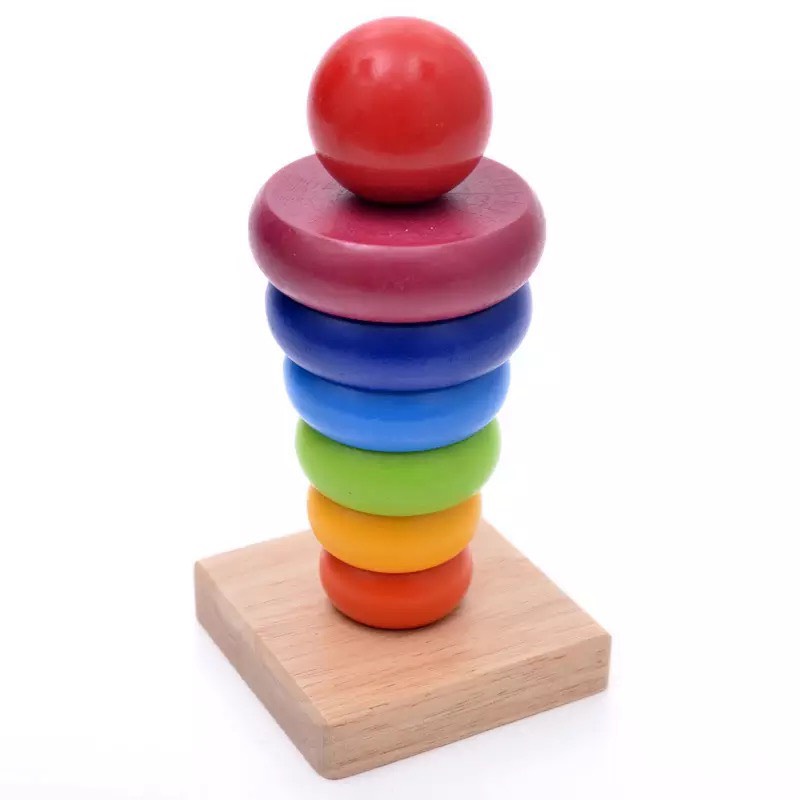 Đồ Chơi Tháp Xếp Chồng Bằng Gỗ Tặng Kèm Đàn Xylophone 4 Âm Sắc Cho Bé
