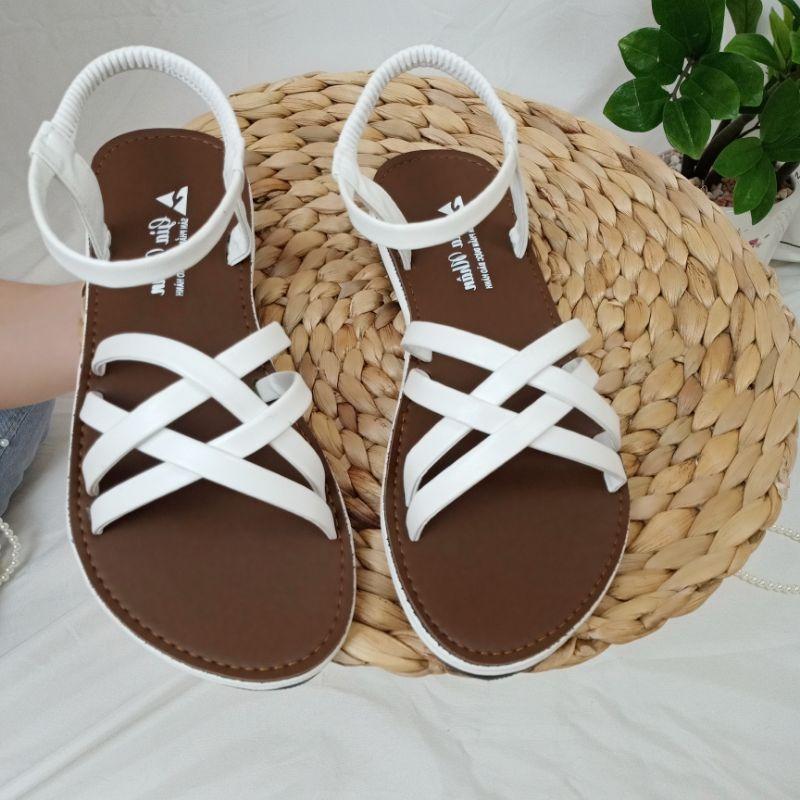 Giày sandal nữ đi học, đi chơi 4 dây chéo cách điệu xinh xắn Hình Thật- tb4cheo