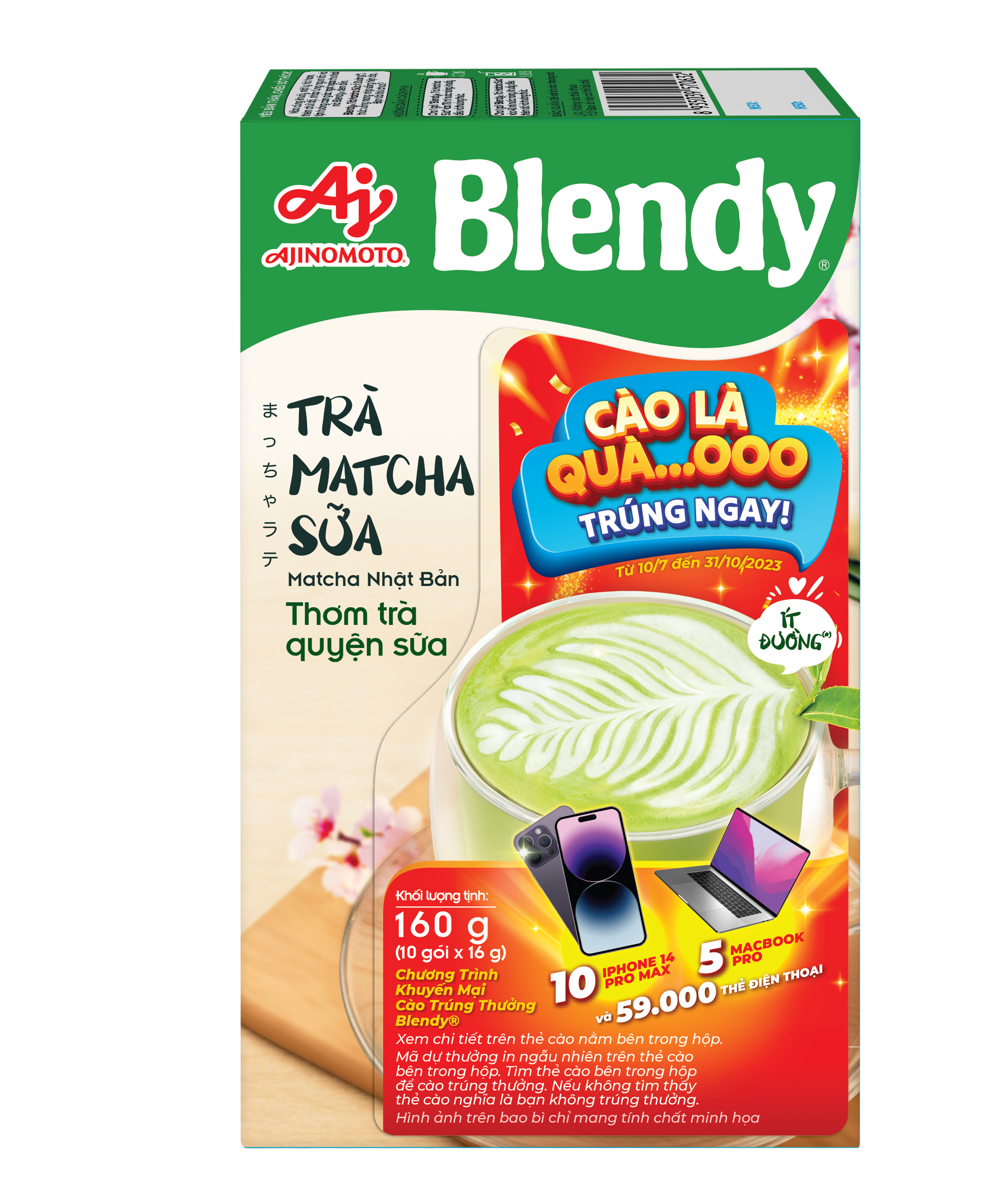 [BAO BÌ TRÚNG THƯỞNG] Combo 2 Trà matcha sữa Blendy 160g