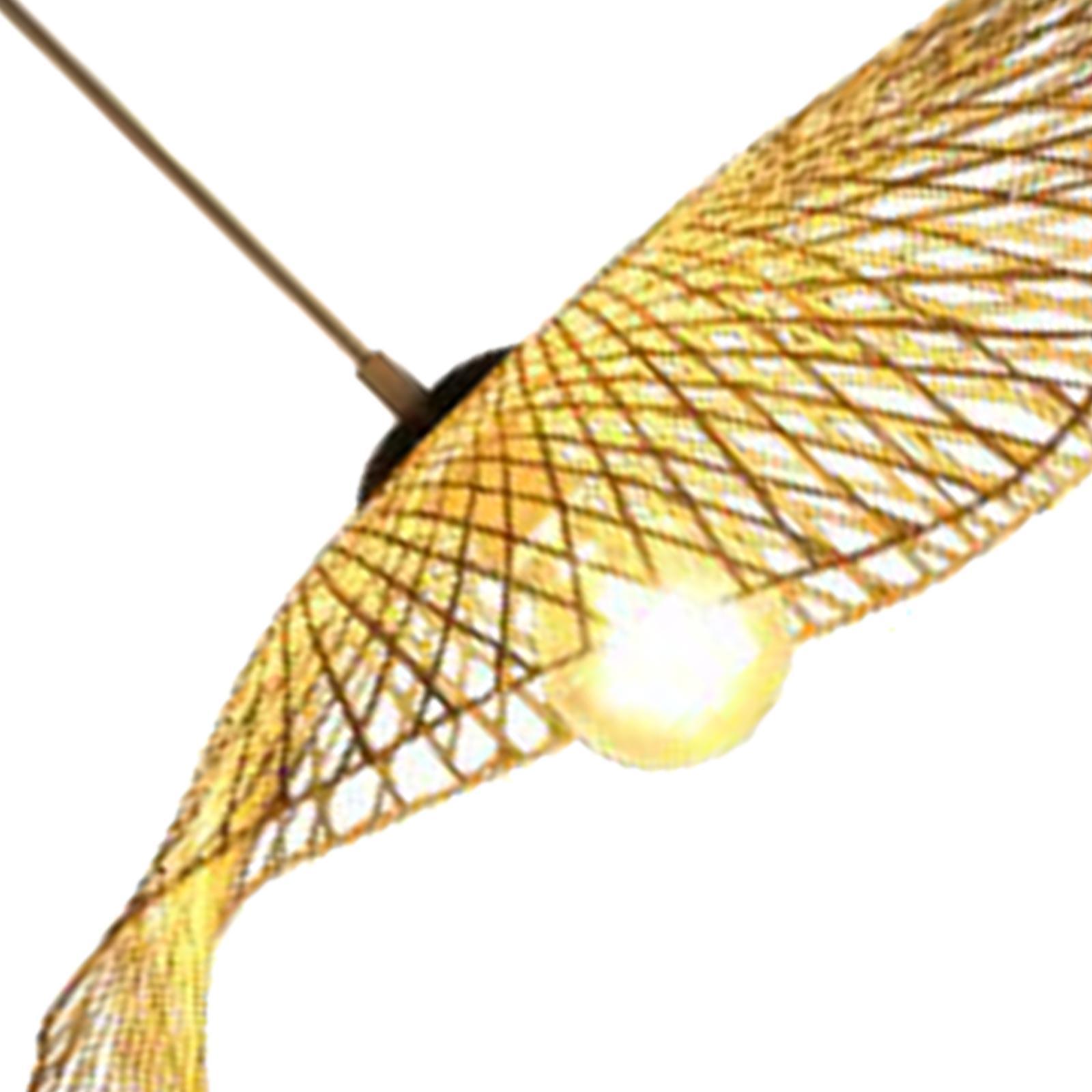 Bamboo Wicker Chandelier Lamp Fixtures Ceiling Pendant Light for Dining Room