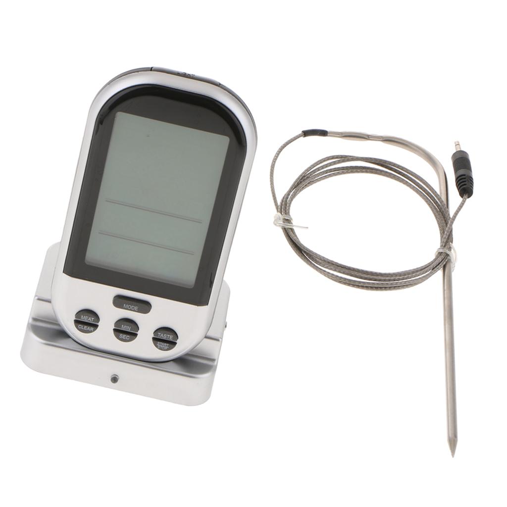 Oven & BBQ Wireless Digital Meat Cooking Thermometer and Timer with 2 Stainless Steel Probes for Cooking meats to perfection