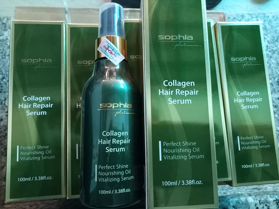 Tinh dầu phục hồi tóc Collagen Sophia Platium Hàn Quốc 100ml tặng kèm móc khoá