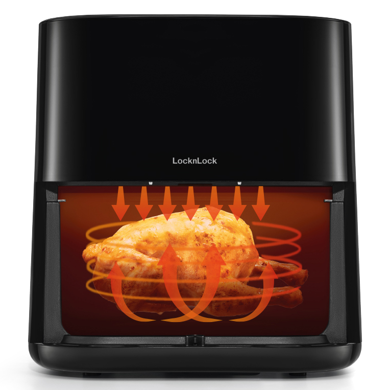 Nồi Chiên Không Dầu Locknlock Visible Air Fryer CUBE EJF996BLK - Hàng Chính Hãng