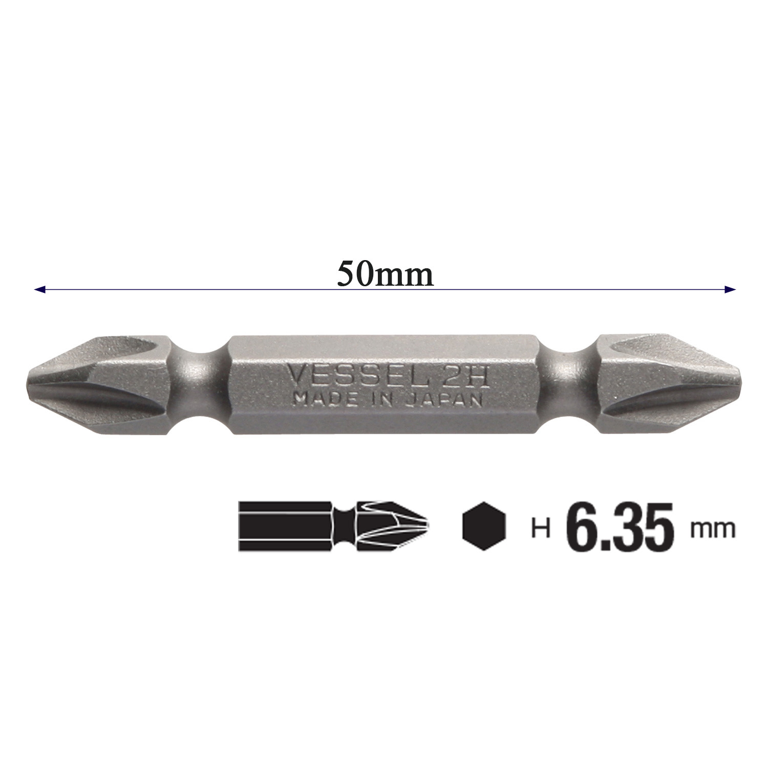 Mũi vặn vít M-B43 đầu 2 chuôi lục giác H = 6,35mm thương hiệu Vessel
