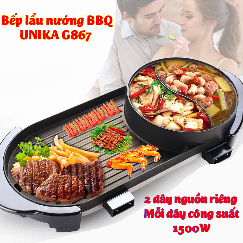 Bếp lẩu nướng không khói G867 nồi liền