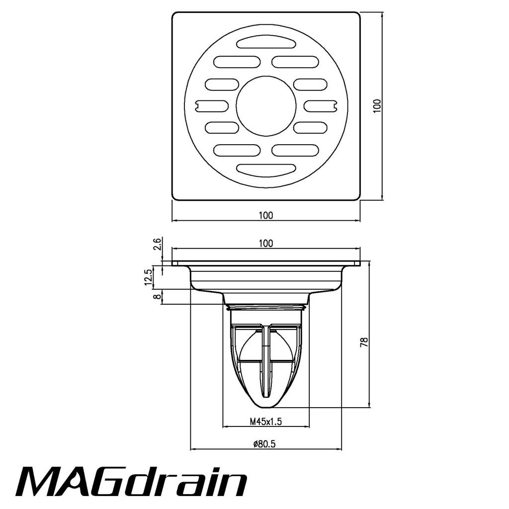 Thoát sàn ngăn mùi MAGDrain PC02Q3-G