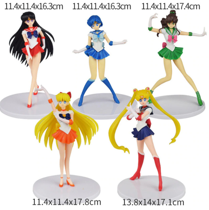 Bộ 5 Mô Hình Thủy Thủ Mặt Trăng Sailor Moon - Cao 16cm