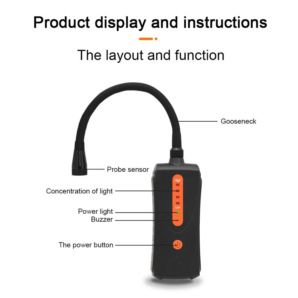 Handheld Combustible Gases Leak Detector Natural Gases Leakage Tester Portable PPM Meter Combustible Gases Detection Tool 4 Concentration Indicators with Sound and Light Alarm