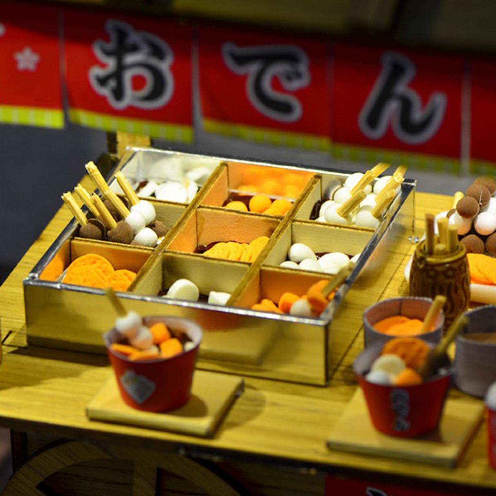 DIY Miniature DollHouse Kit with LED Oden Stall Stand Wooden Doll House Model Kits Present