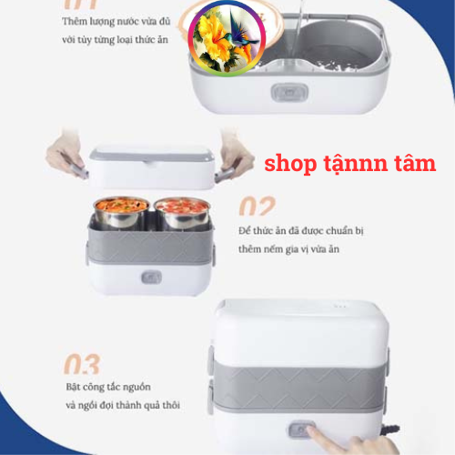 Hộp cơm cắm điện 2 tầng 4 ngăn inox giữ nhiệt hâm đóng và tự nấu chín thức ăn, Cà Men Đựng Cơm Đi Làm.