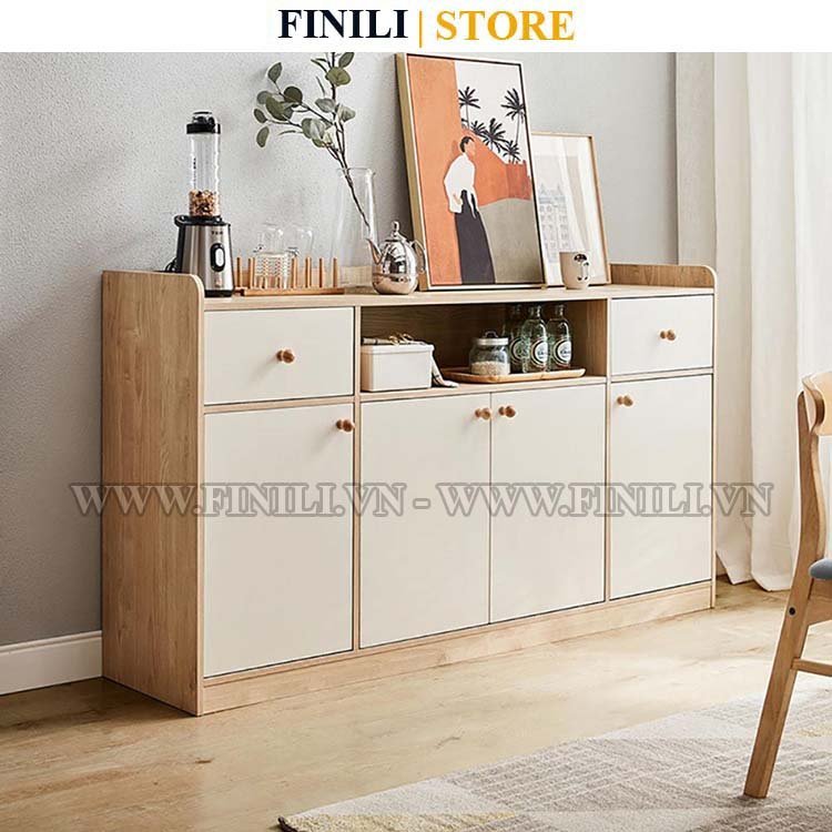 [FREESHIP] Tủ kệ Buffet nhà bếp đựng gia vị Finili kết hợp cánh và tủ kéo FLOT2301