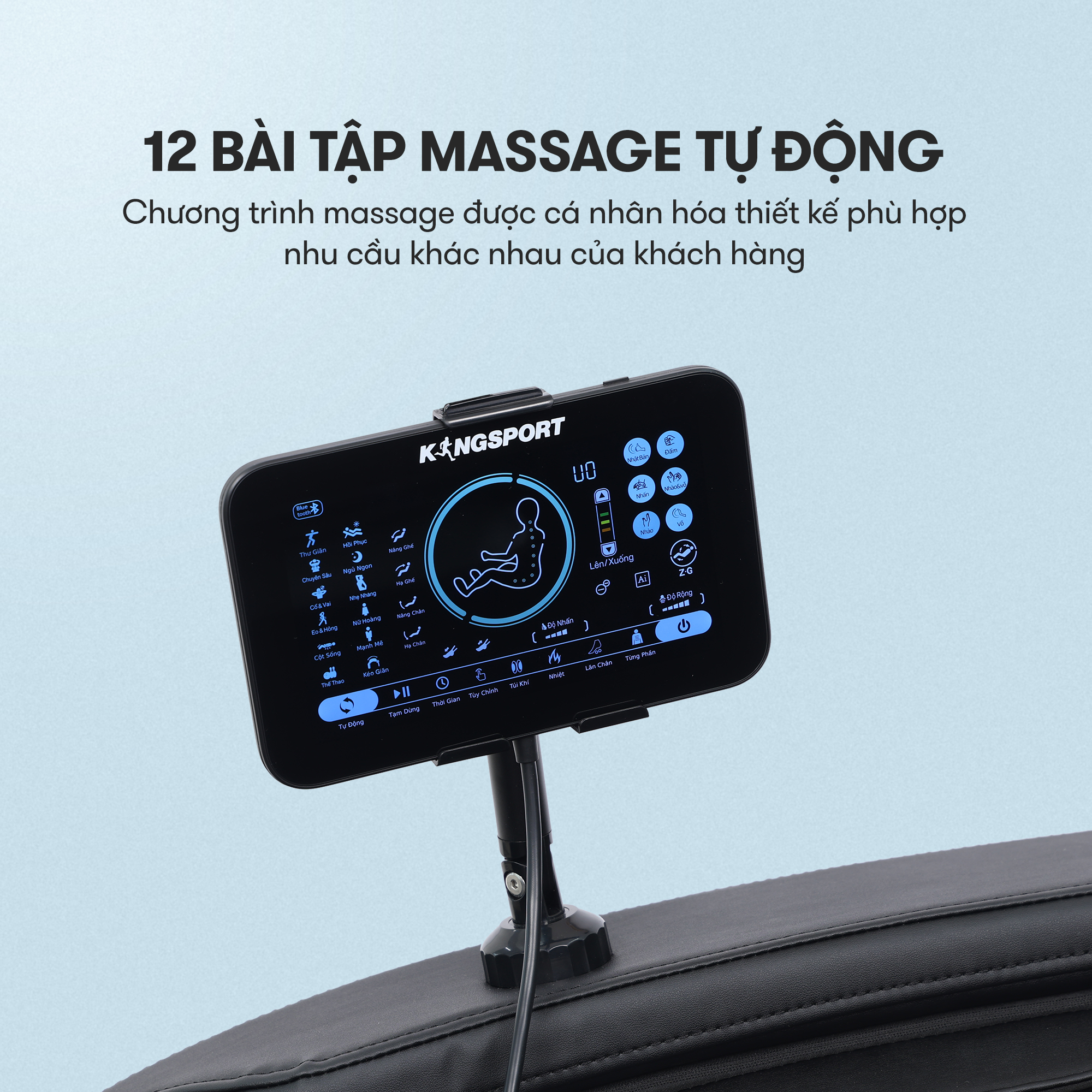 Ghế massage KINGSPORT G17 công nghệ Massage Kingtech Touch Pro, công nghệ massage sóng âm, 12 bài massage chuyên nghiệp