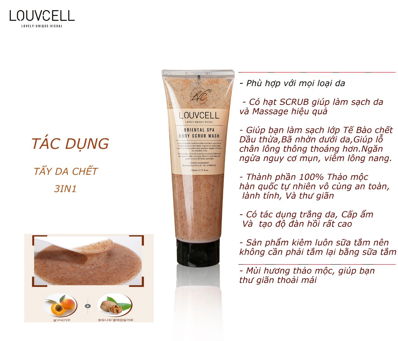 Tẩy Tế Bào Chết Kiêm Tắm LOUVCELL ORIENTAL SPA BODY SCRUB WAS 230m