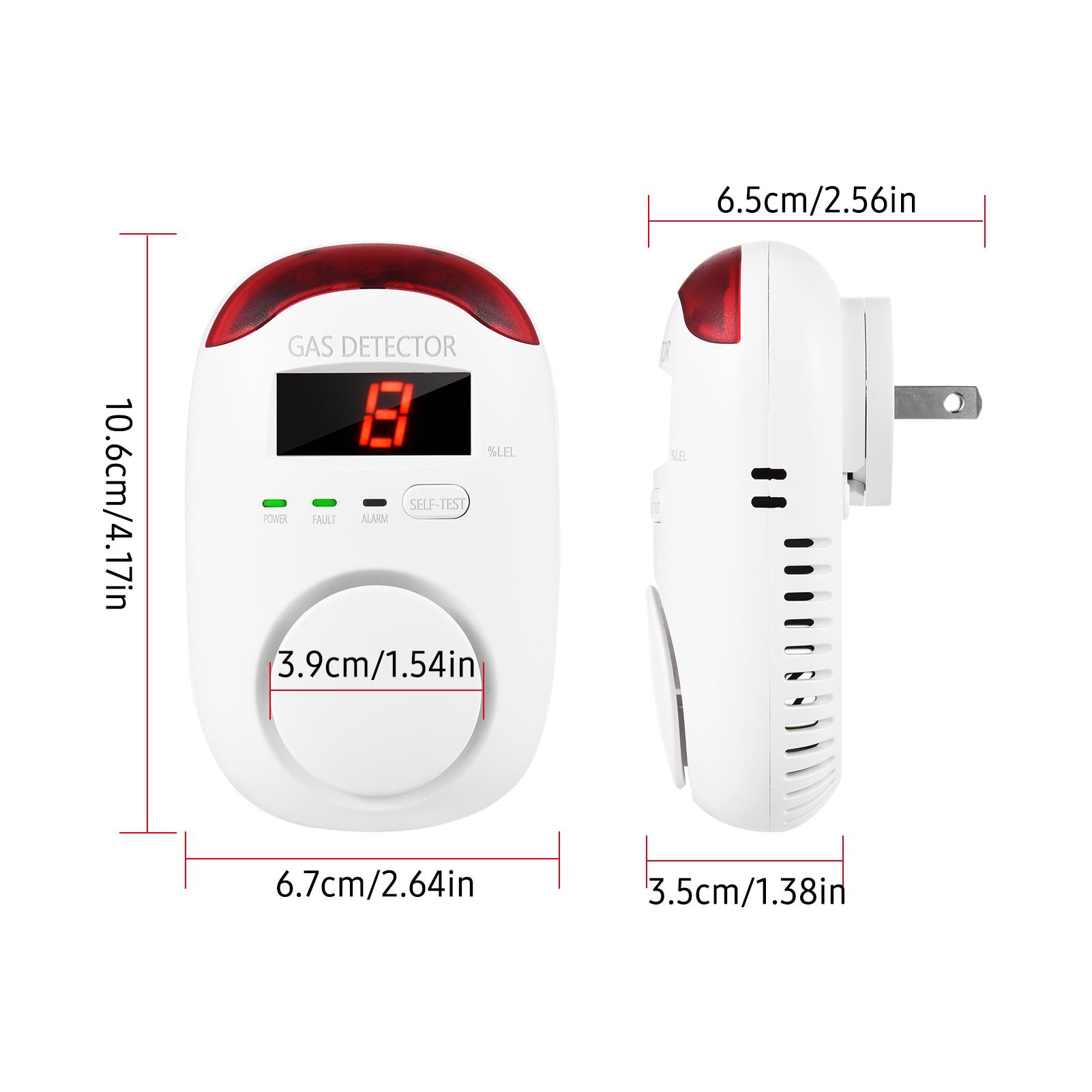 Smoke Alarm Plug-in Type Gas Alarm LED Digital Display Combustible Gas Leak Detector Methane Monitor with Voice Warning for Home Kitchen