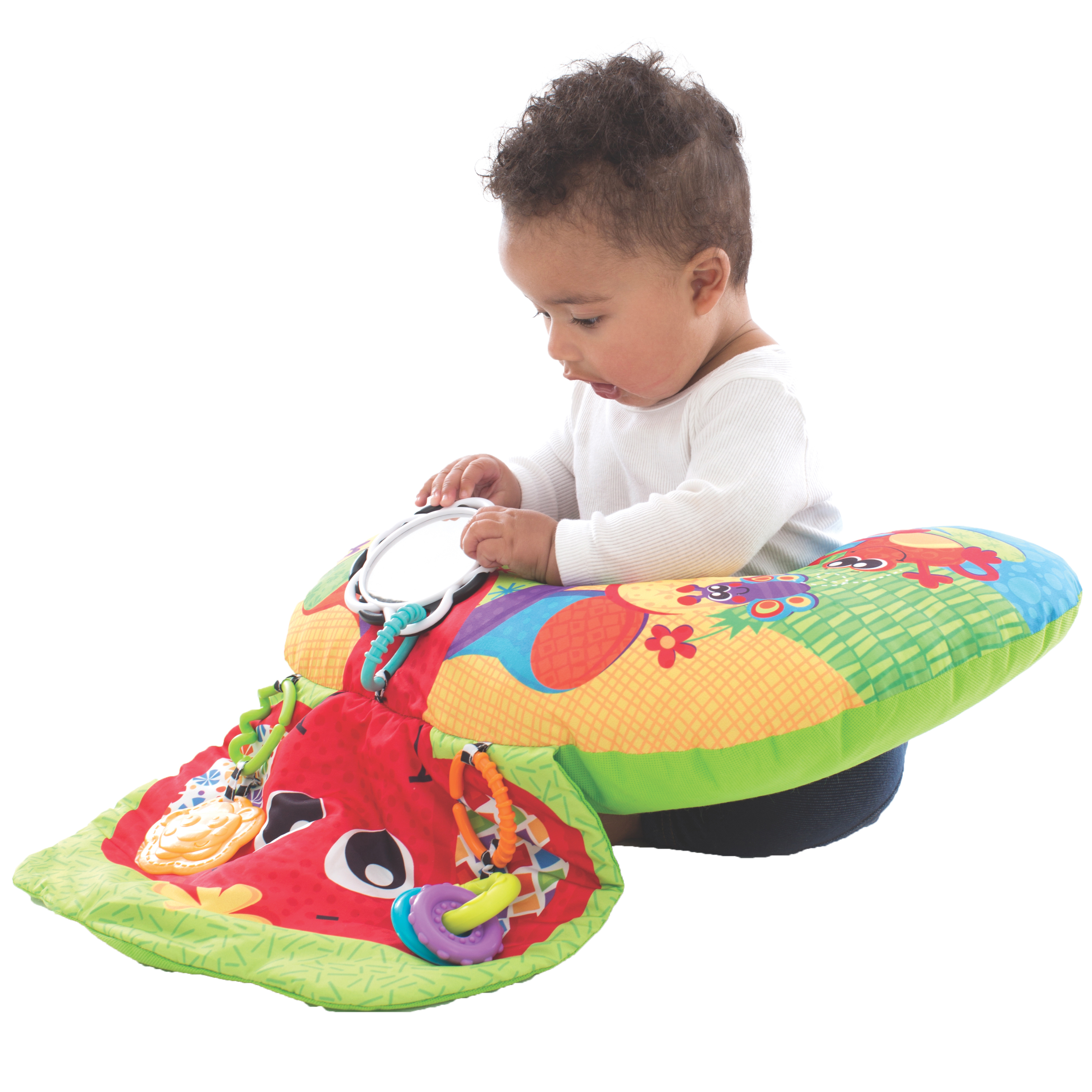 Gối chữ U kèm đồ chơi Playgro Elephant Hugs Activity Pillow, cho bé sơ sinh đến 24 tháng