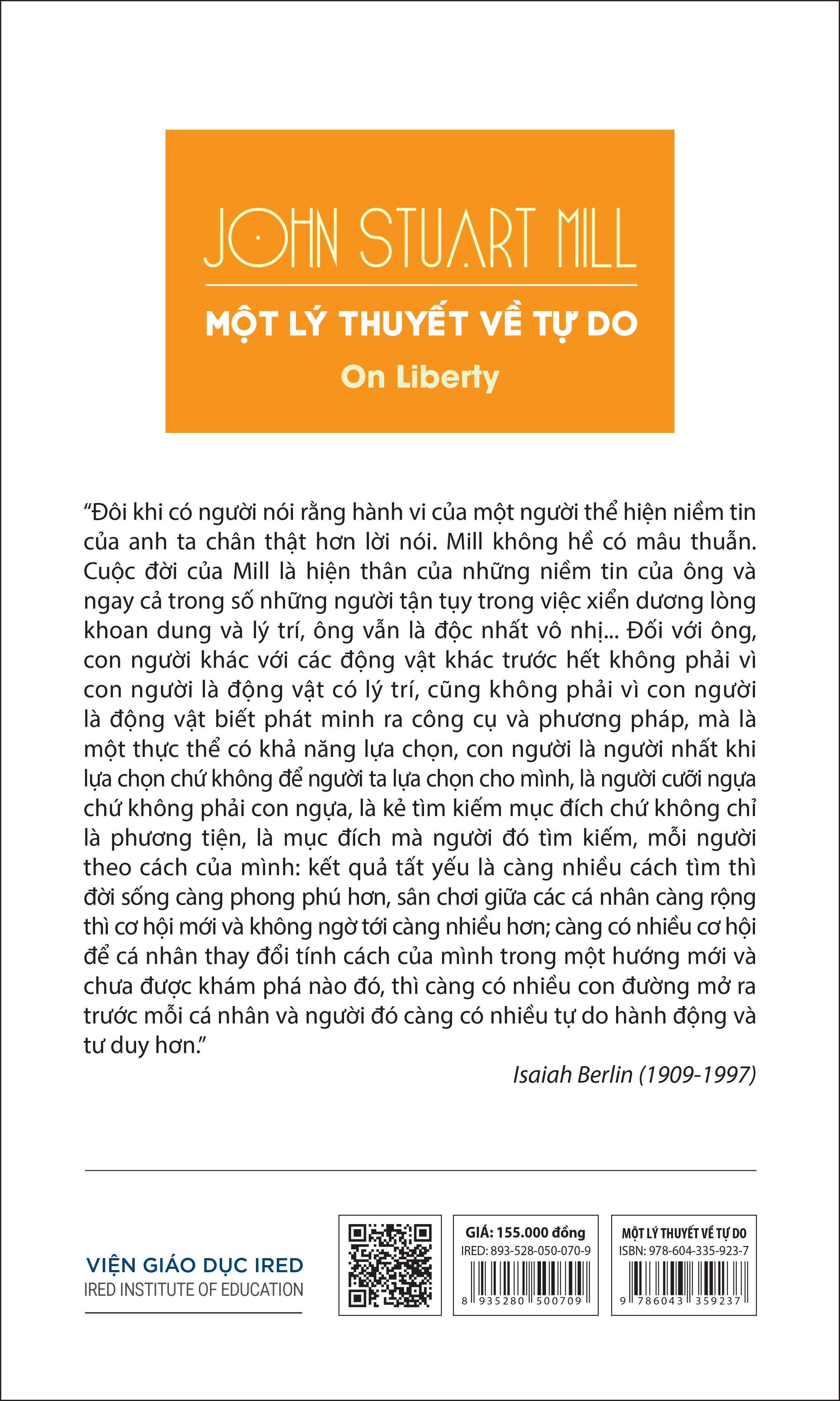 MỘT LÝ THUYẾT VỀ TỰ DO (On Liberty) - John Stuart Mill - Phạm Nguyên Trường dịch - (bìa mềm)