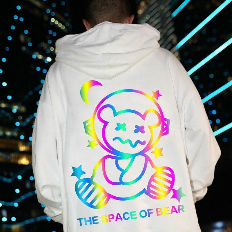 Áo Hoodie Nỉ Nam Nữ From Rộng Unisex In Dạ Quang Phát Sáng Hình Gấu Cực Hot Chất Nỉ Ngoại Dày Dặn (bear)