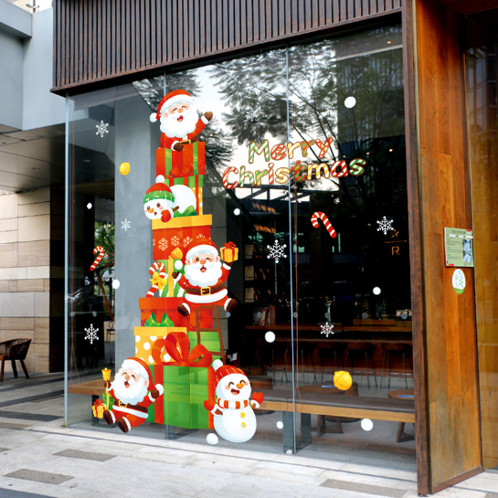 Decal trang trí Noel - Tháp quà ông già Noel