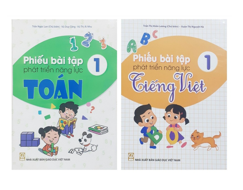 Sách - Combo Phiếu bài tập phát triển năng lực Toán - Tiếng Việt Lớp 1