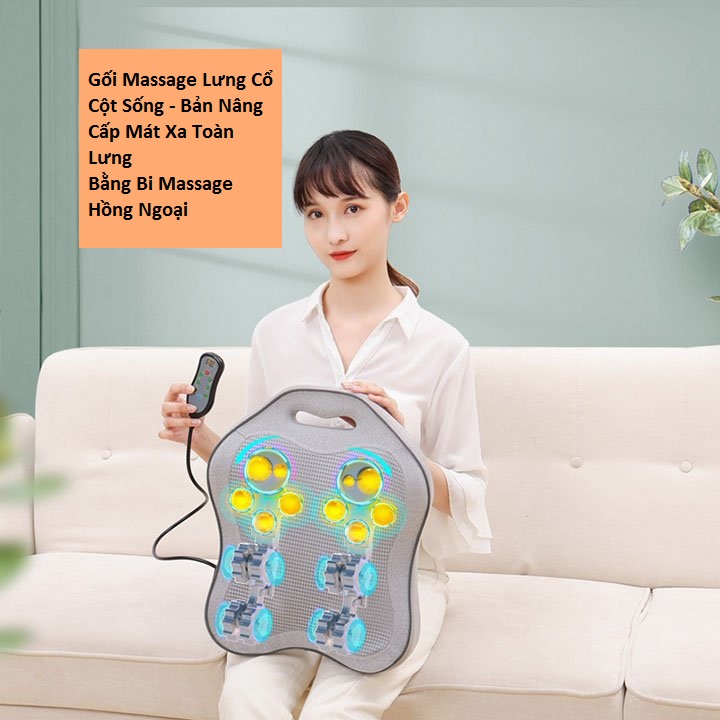 Gối Massage Hồng Ngoại VPG21- Gối Massage Lưng Cổ Cột Sống Bản Nâng Cấp Mát xa Toàn Lưng Bằng Bi Massage Hồng Ngoại Phiên Bản Dùng Pin Và Dùng Điện - Máy Massage