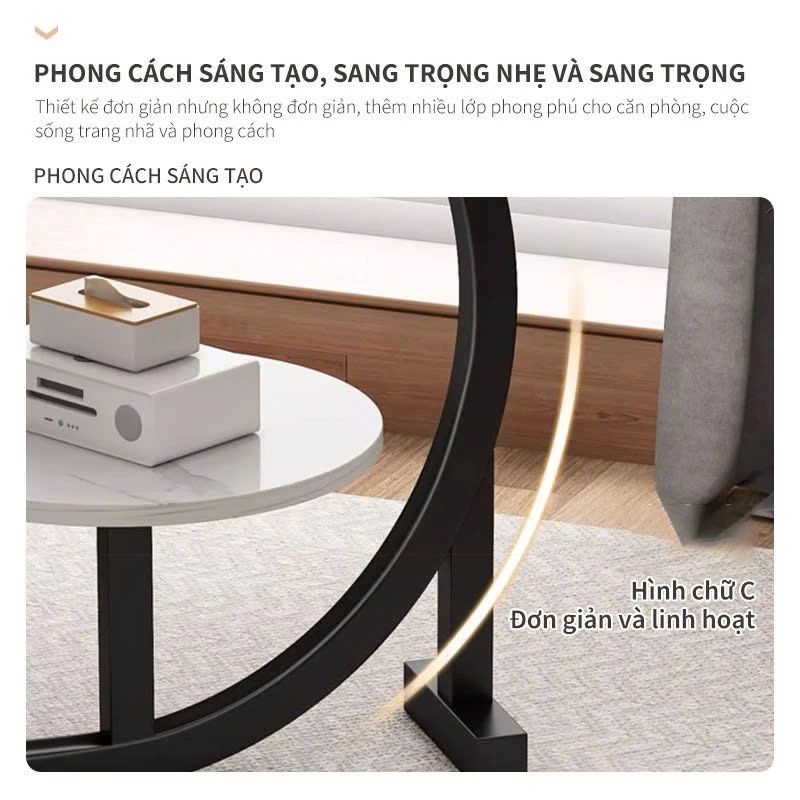 Bàn Trà Hình Cánh Hoa / Bàn Tròn 2 Tầng Chân Sắt – Bàn Cà Phê Nhỏ Đầu Giường, Bàn Sofa Di Động Phong Cách Bắc Âu - HÀNG CHÍNH HÃNG MINIIN