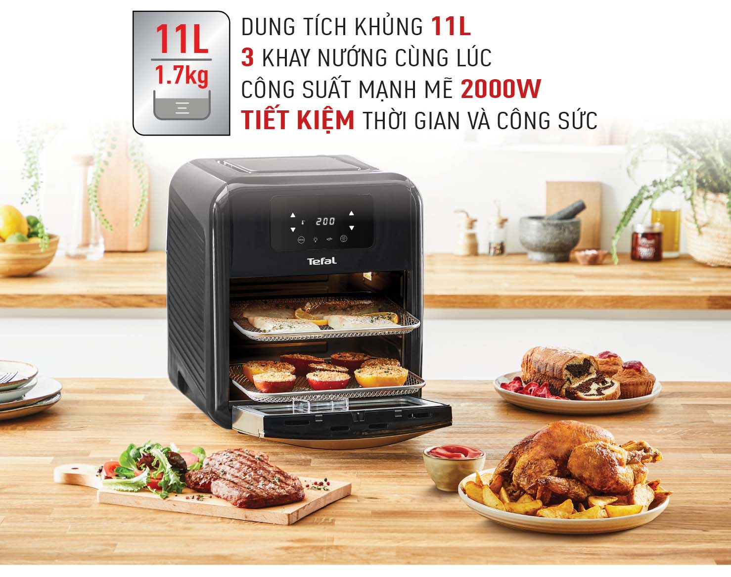 Nồi chiên, nướng, quay không dầu điện tử Tefal FW501815, dung tích 11L - Hàng chính hãng