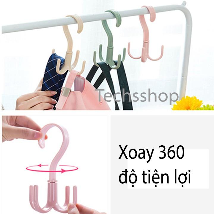 Móc nhựa treo xoay 4 móc - móc treo cà vạt, dây nịt 4 chấu đa năng