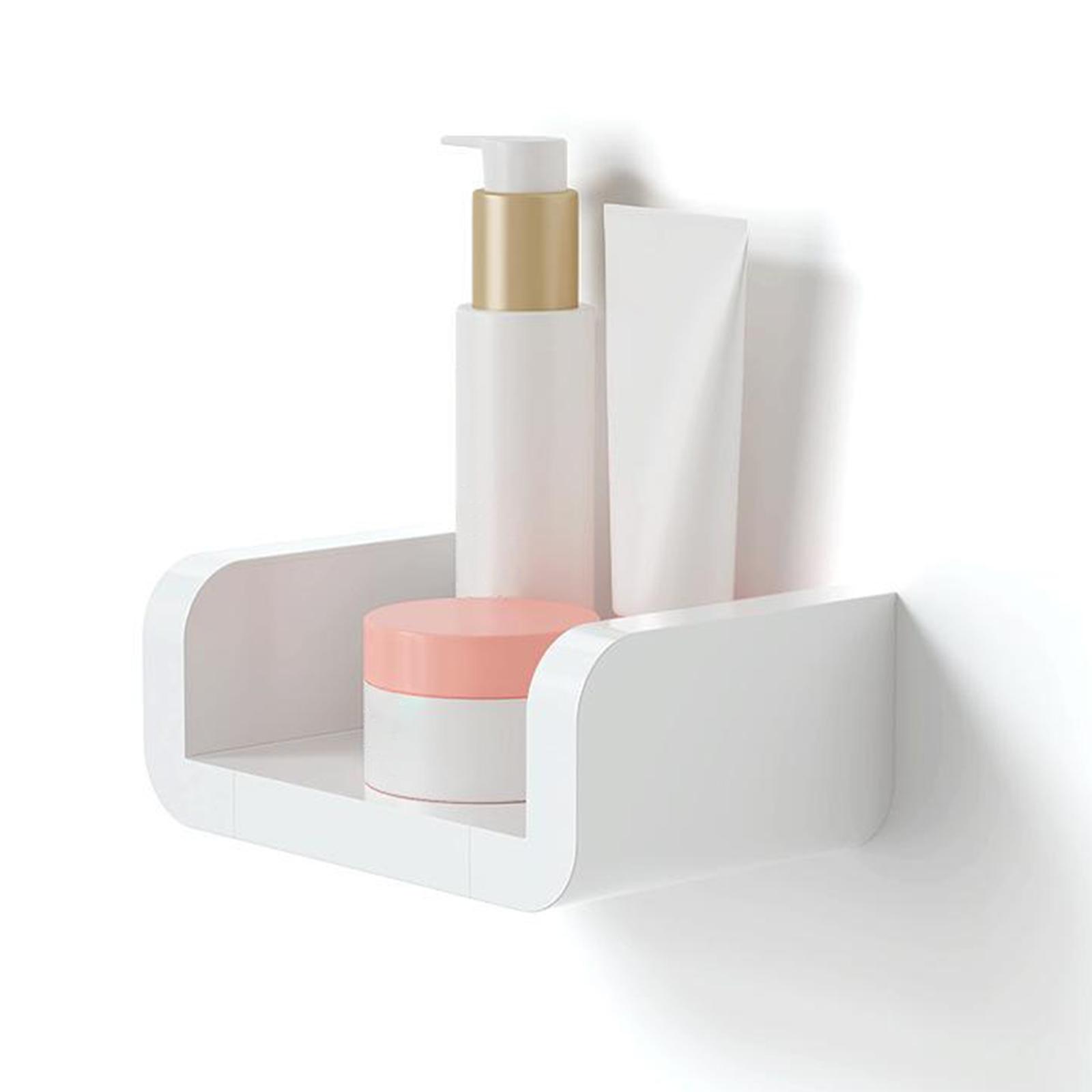2xFloating Wall Shelves White U Shaped for Bathroom Display Organizer 17cm