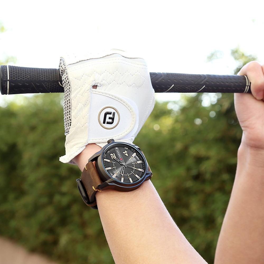 Đồng hồ Curren dây da thời trang Nam Quartz Analog Date Relogio Masculino - Xám trắng