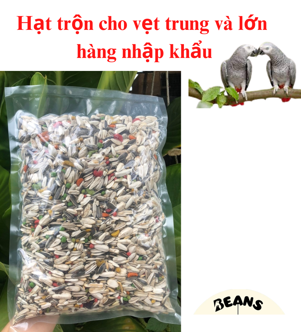 Hạt trộn đặc biệt dành cho vẹt lớn và trung hàng nhập khẩu thơm ngon bổ cho vẹt xám , amazon, macaw, xich, electus,..