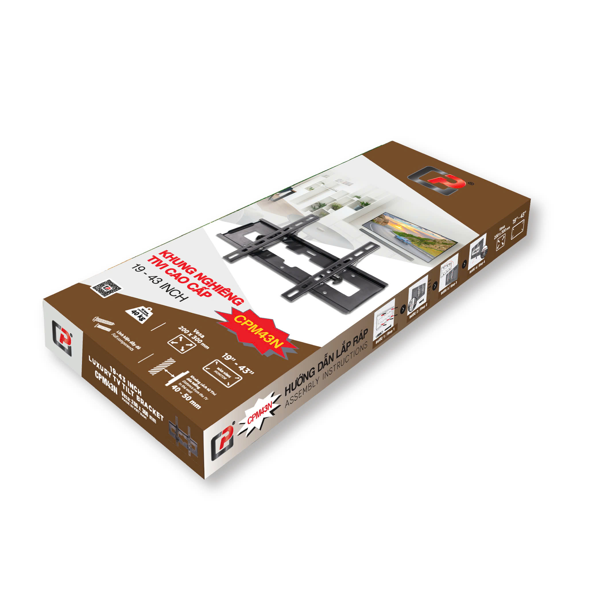 Khung treo tivi mâm áp tường 19 - 42 inch CPM43N - Hàng chính hãng
