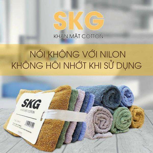 Khăn mặt chất liệu cotton SKG thấm hút tốt